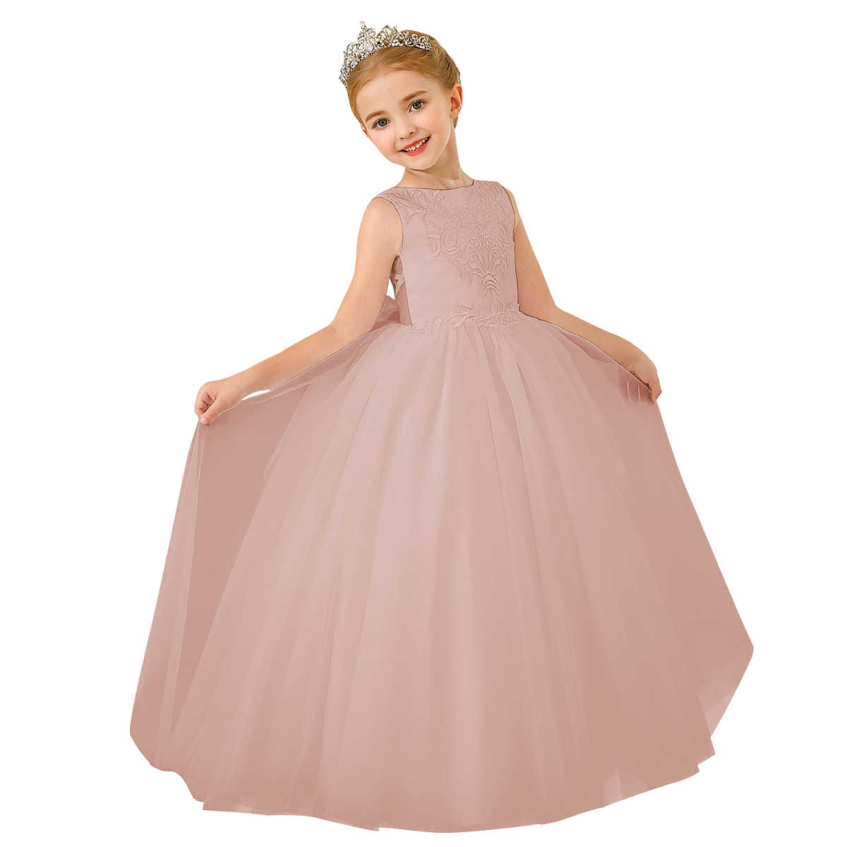 Nuevo Comercio exterior europeo y americano vestido de novia para niños niñas sin mangas encaje rendimiento cumpleaños piano princesa mullido vestido