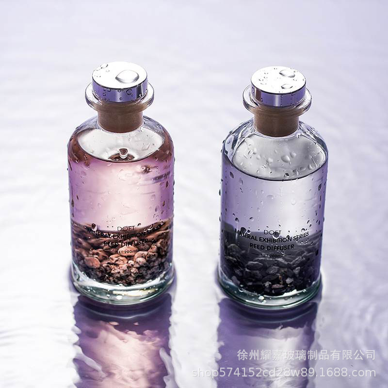 Botella de vidrio transparente sin fuego, botella vacía de aromaterapia, color galvanoplastia 150ml, decoración interior, botella de expansión creativa