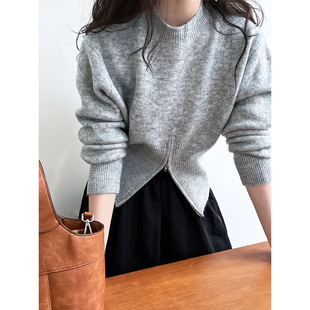 Luxi 2025 Autumn Short Zipper Sweater Western Style High-End Niche Design Round Neck Pullover Top Ss298