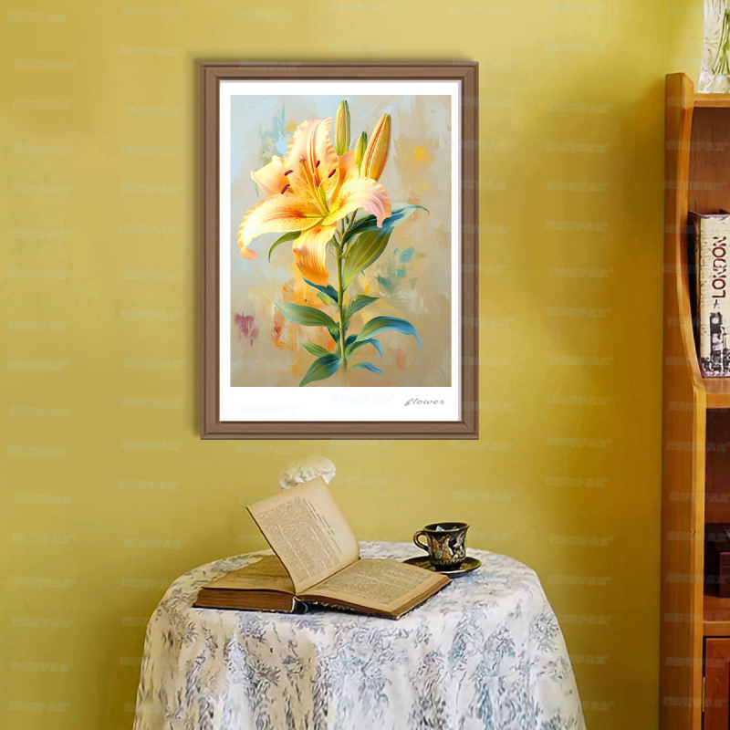 Mona Lisa real bordado amarillo lirio nuevo pequeño flor simple sala de estar decoración frontal bordado a mano image 2