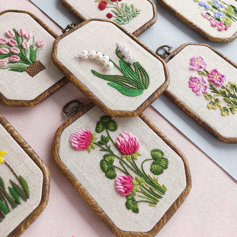 Flor y hierba bordado DIY paquete material hecho a mano decorativo colgante pintura Lu bordado punto de cruz tela Europea lirio colgando pintura