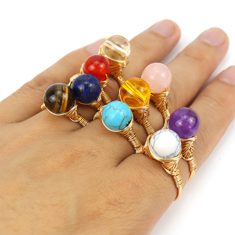 Retro Geometric Agate Plating Rings 1 Piece
