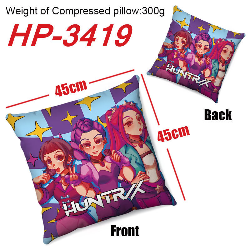 爆款K-POP猎魔女团动漫周边动漫印花抱枕靠垫坐垫不含枕芯45*45cm|undefined
