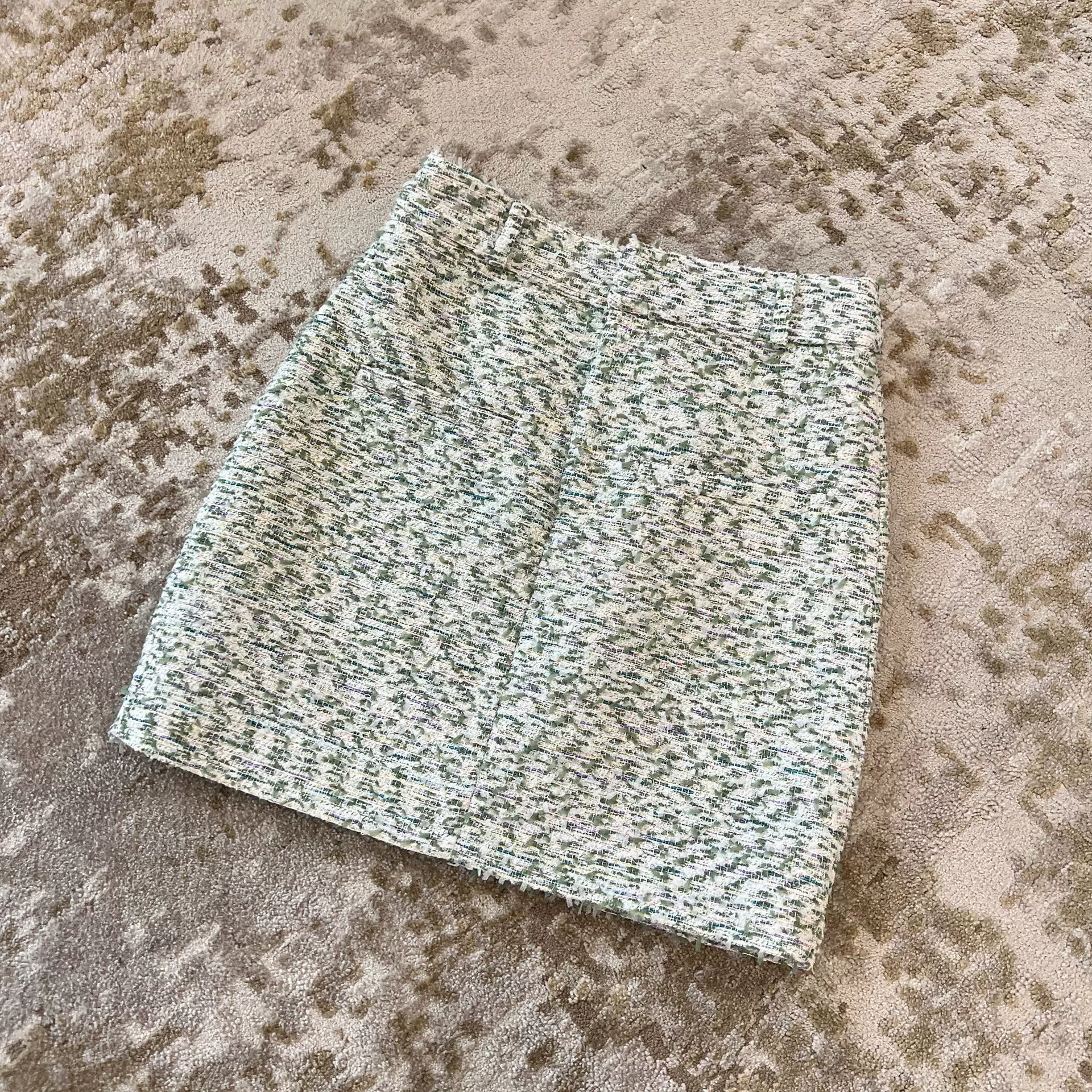 安斐欧娜新款法式小香棉涤粗花呢高腰短款包臀甜美清新半身裙