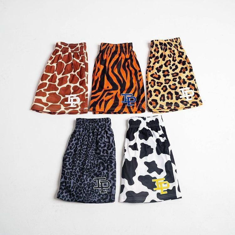 3D Printed New American Sports Fashion Men's Basketball Shorts Summer Mesh Breathable Leopard Print Pattern Quarter Pants