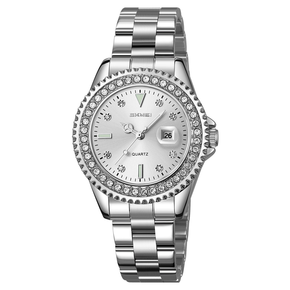 Momento de belleza ligera de lujo damas reloj de cuarzo 30 metros calendario impermeable relojes de moda fabricantes al por mayor transfronterizos