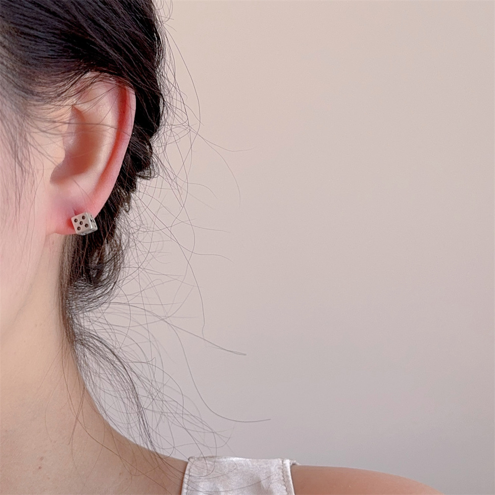 5g Weight 925 Sterling Silver Ear Needle Material Ear Studs Classification 1 Pair Quantity Daily Occasion Copper Material Geometric, Dice Pattern All Seasons Season Women's Gender Polished Finish IG Style, Basic, Simple Style Style 1 Pair IG Style Basic Simple Style Geometric Dice Copper Ear Studs 10