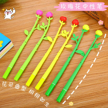 Flower Pens Creative fresh tulip color changing soft Glue black gel pen flower g