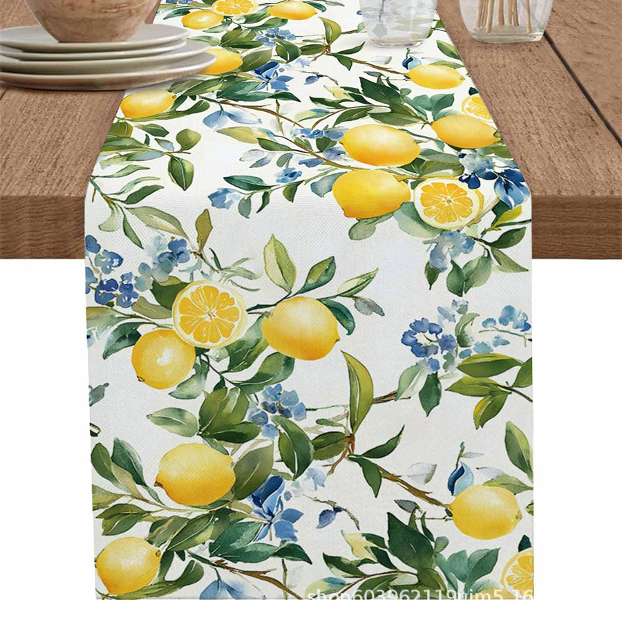 Nuevo verano limón lino bandera de mesa de fiesta al aire libre decoración de mesa de té de tela en el hogar bandera de mesa de té