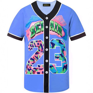 Men's Baseball Jacket for Foreign Trade, Custom Cardigan Sports T-Shirt, Sublimation Short-Sleeve Baseball Shirt for Men