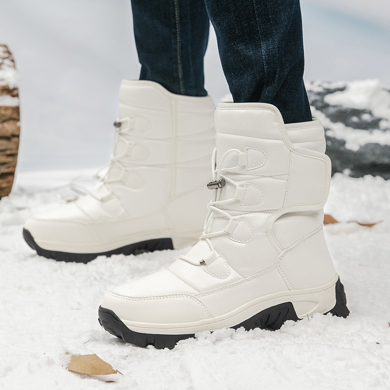 2024 nuevas botas de nieve transfronterizas de tamaño grande para hombres y mujeres, zapatos de algodón grueso, zapatos al aire libre antideslizantes, botas cálidas, olas de frío