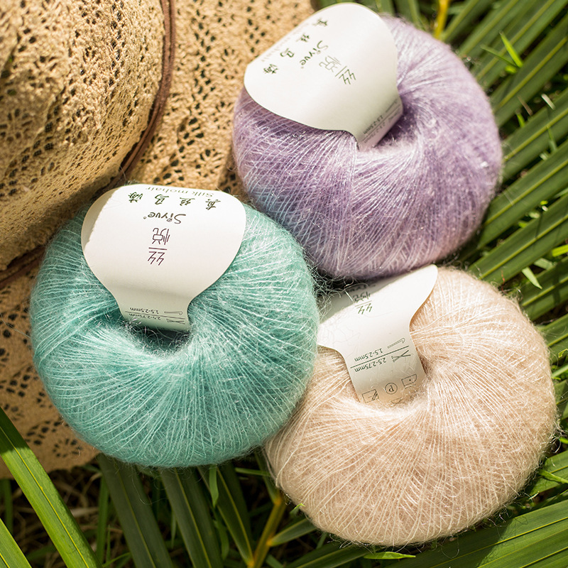 Silk Yarn Wholesale, Fine Silk Mohair Yarn Ball for DIY Knitting, Scarf, Shawl, Baby Sweater Yarn, Silky Smooth