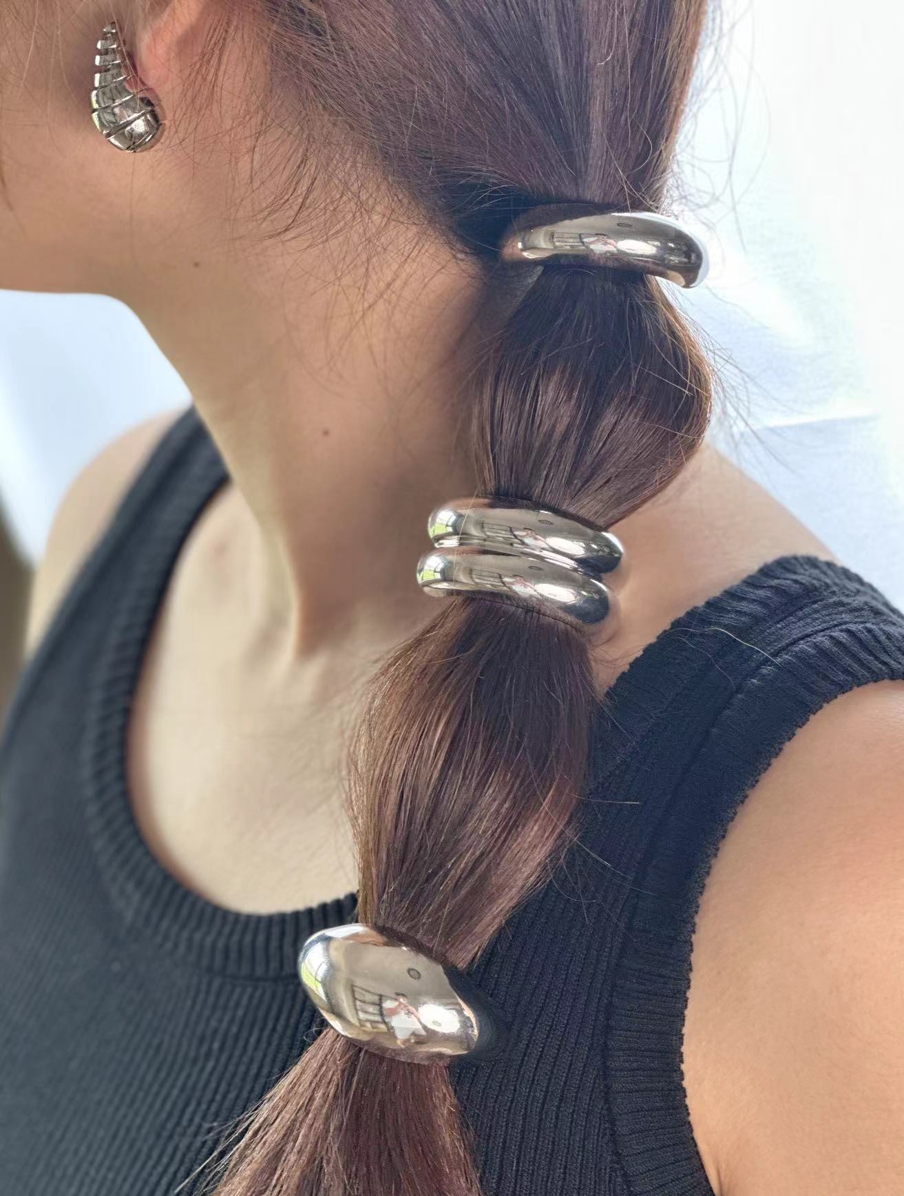 16g Weight Hair Tie Hair Accessories Type Women's Simple Style Solid Color Alloy Hair Tie
