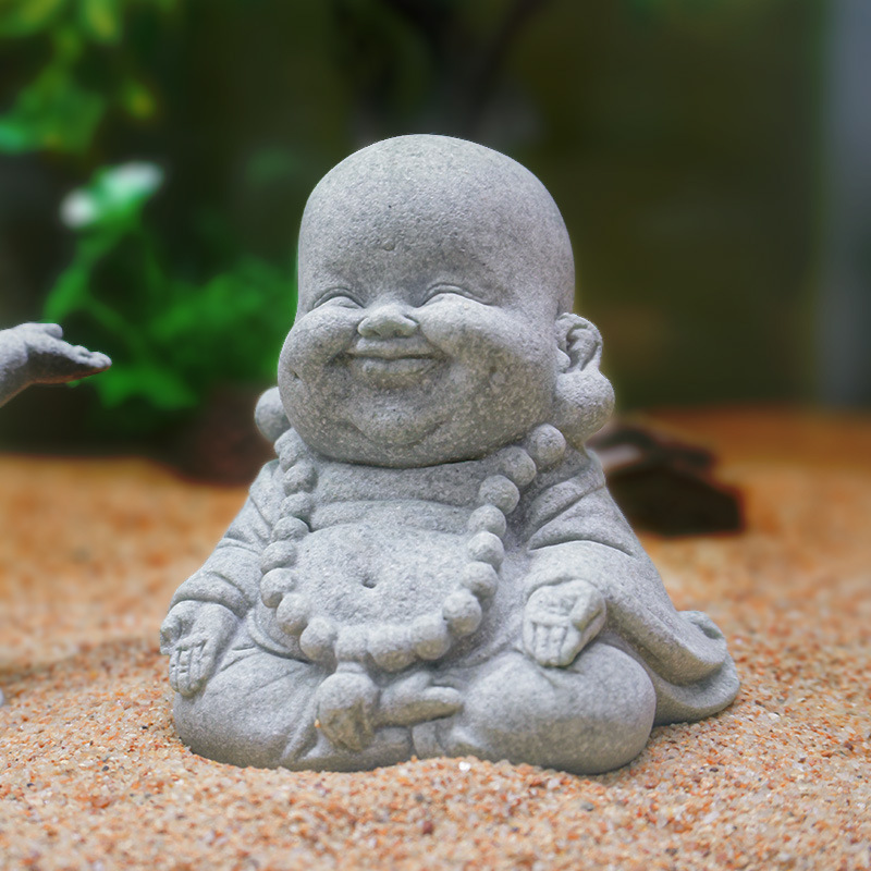 Adornos Zen de Monje Creativo, Decoración para el Hogar, Estatuas de Buda de Arenisca Verde, Accesorios para Té, Mascotas de Té Populares, Lindo Maitreya