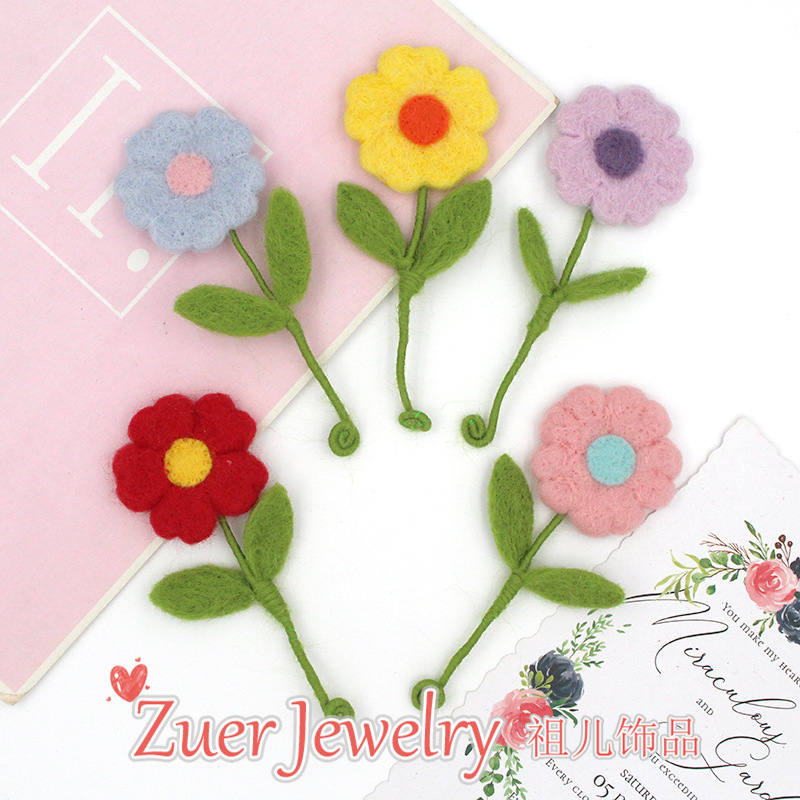 Cute Wool Felt Flower Sunflower Cartoon Plant Flower DIY Hairpin Hair Accessories Accessories Clothing Decoration Corsage