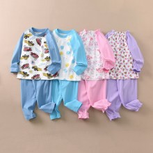 儿童男女孩T恤套装秋衣秋裤家居服棉毛插肩长袖出口日本跨境工厂