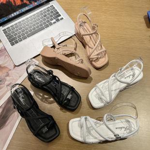 Women's summer outdoor slippers Roman style home non-slip wedge flip-flops all-match sweet beach shoes sandals