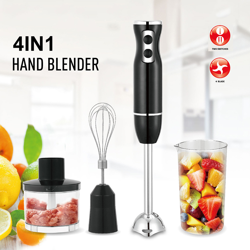 Cross-Border Four-In-One Cooking Stick, Handheld Stirring Stick, Four-Blade Mixer, Food Supplement Machine, Electric Egg Beater