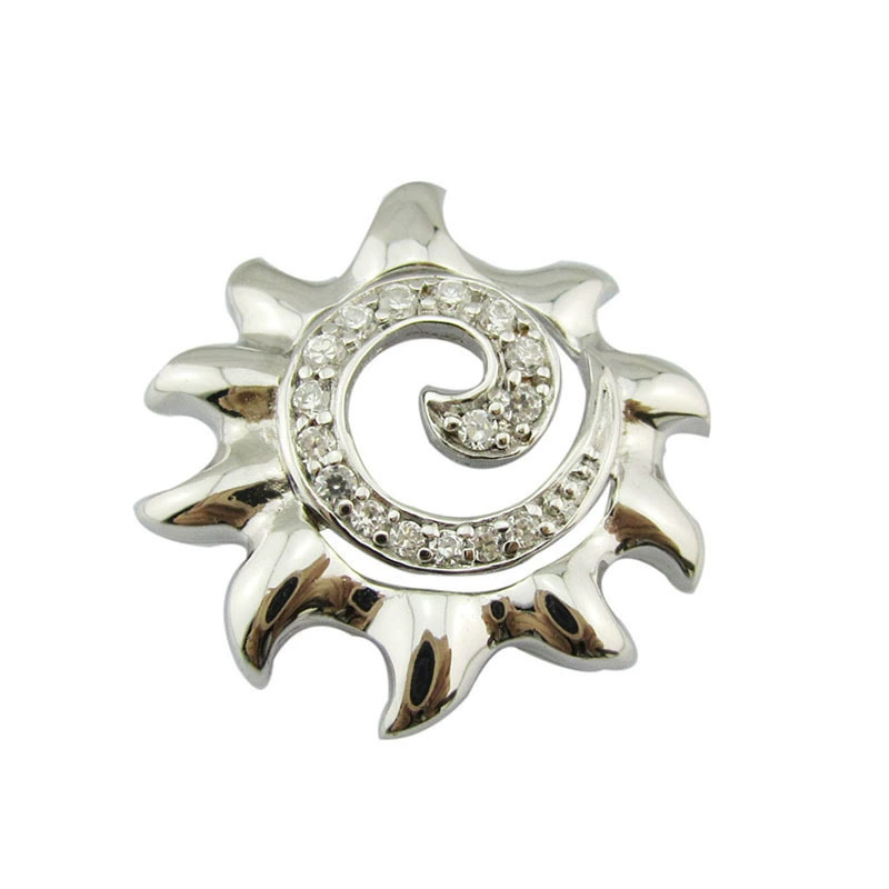 Pendant solar-powered, stone inlay, platinum zirconium, accessory, silver 925 sample