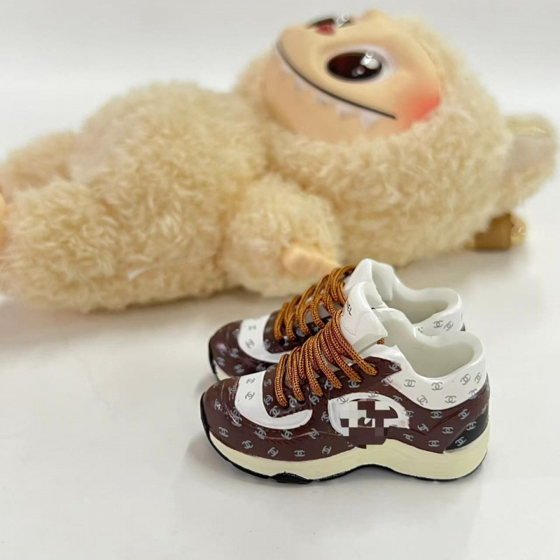 LABUBU Zapatos Rabu Ropa de bebé 17cm felpa vinilo bolso de muñeca colgante para zapatos desnudos caja ciega