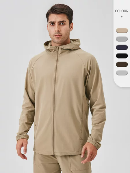 Men's Sports Jacket Autumn and Winter Zipper Windproof Hat Shani Outdoor Loose Casual Running Fitness Jacket 41522