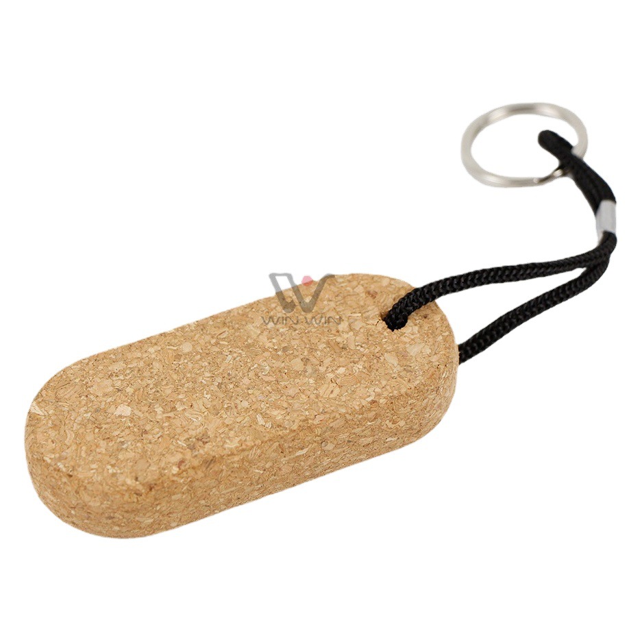 Creative Eco-Friendly Cork Keychain, Cork Keychain Tag, Cork Keychain with Cork Stopper, Can Be Printed with Logo