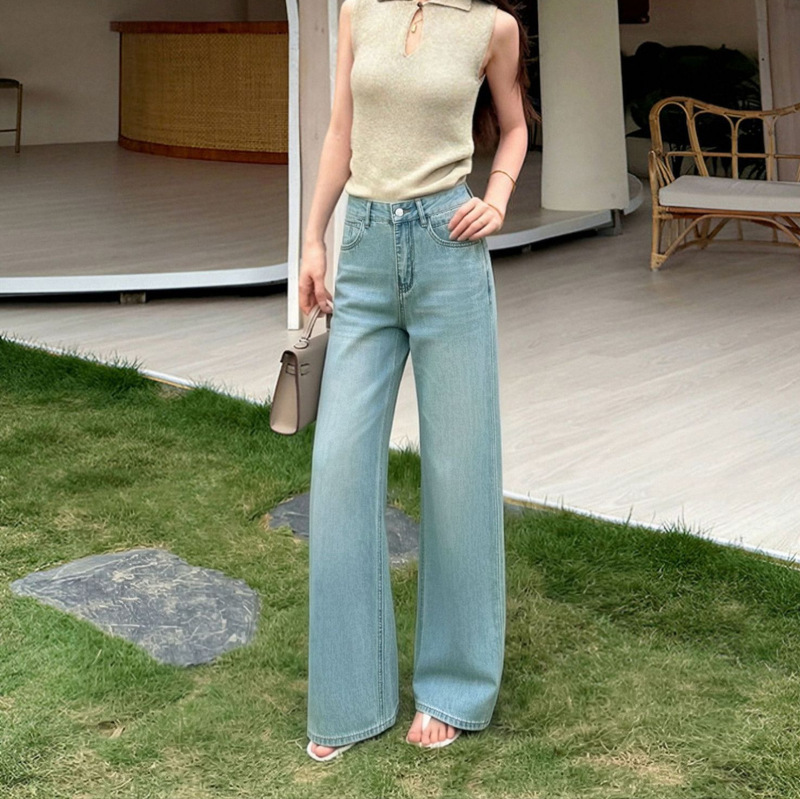 Best-Selling Narrow Wide-Leg Jeans for Women, Summer 2026, Slimming, Flattering, Versatile, Straight-Leg Long Pants