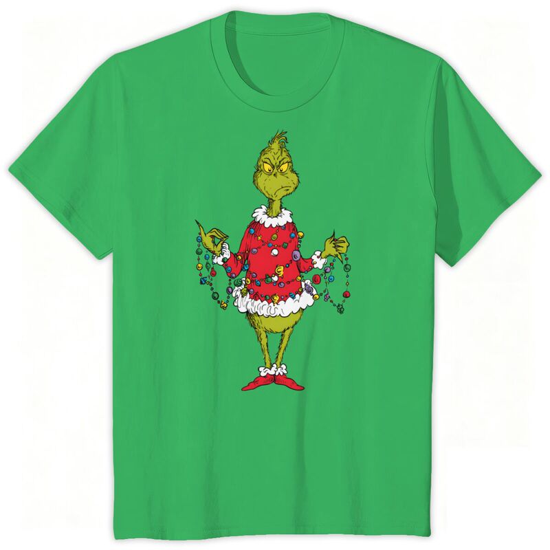 Cross-Border Christmas Grinch Christmas Grinch Cartoon Print Unisex European and American Trendyy Casual T-Shirt