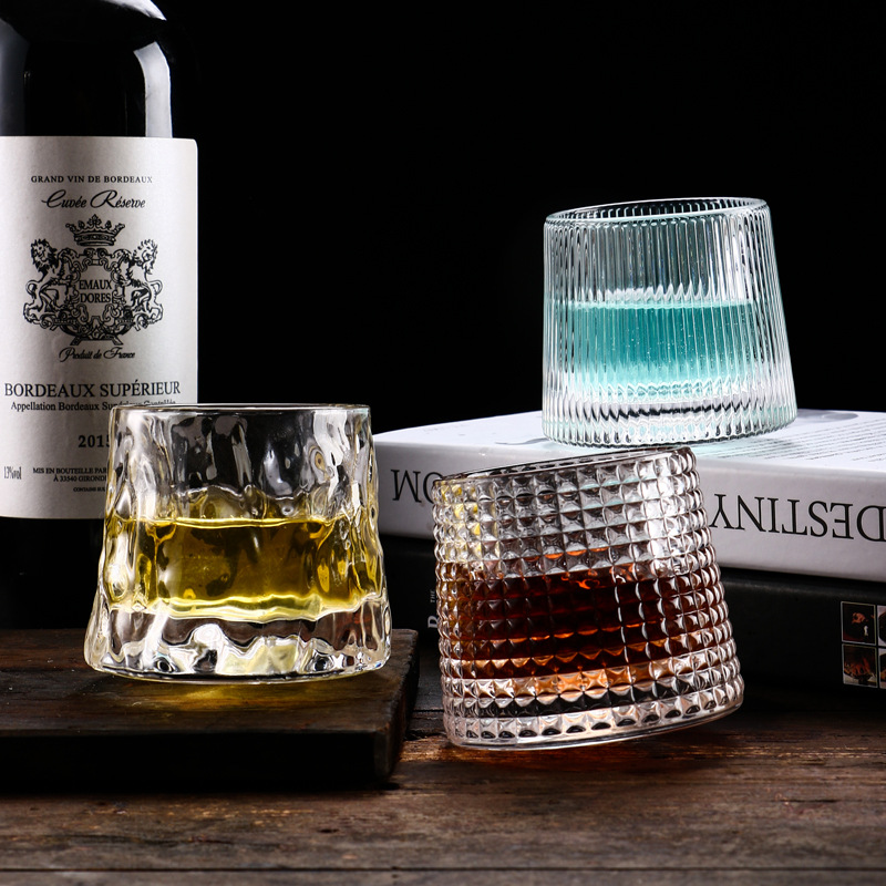 ins威士忌杯网红解压玻璃杯不倒翁转转杯烈酒杯创意洋酒杯子批发