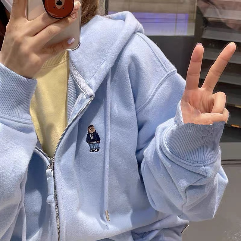 Hooded sweater 2024 new women's autumn and winter oversize coat small high street fashion ins American top