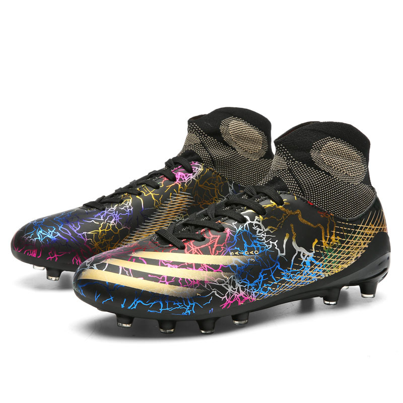 Nuevos fabricantes al por mayor zapatos de fútbol hombres transpirables patos mandarín fisión alta uñas zapatos de fútbol hierba más tamaño entrenamiento