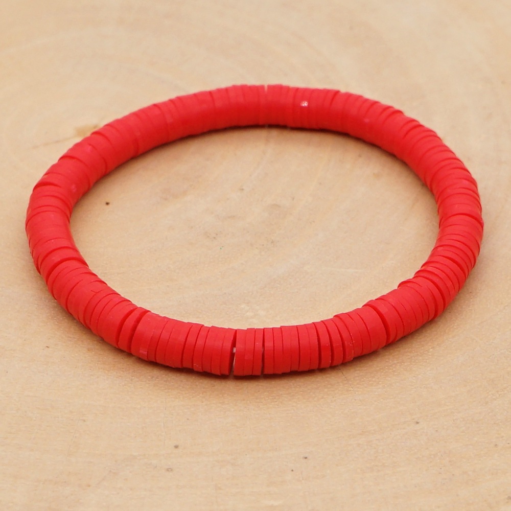 Bohemian Solid Color Clay Elastic Rope Bracelet Jewelry display picture 3