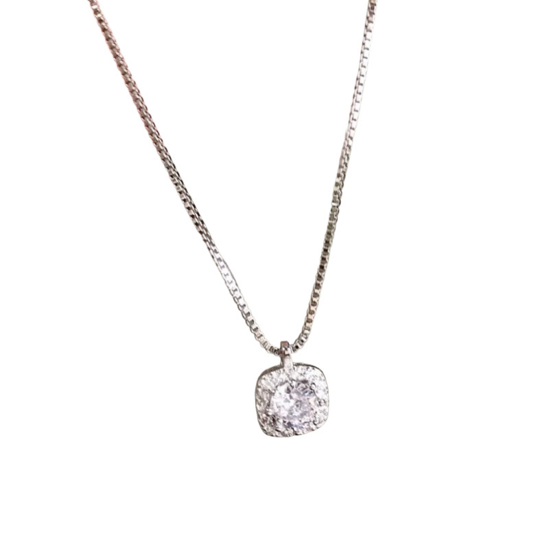 Minimalist 925 Sterling Silver Square Necklace For Women_voghion.com
