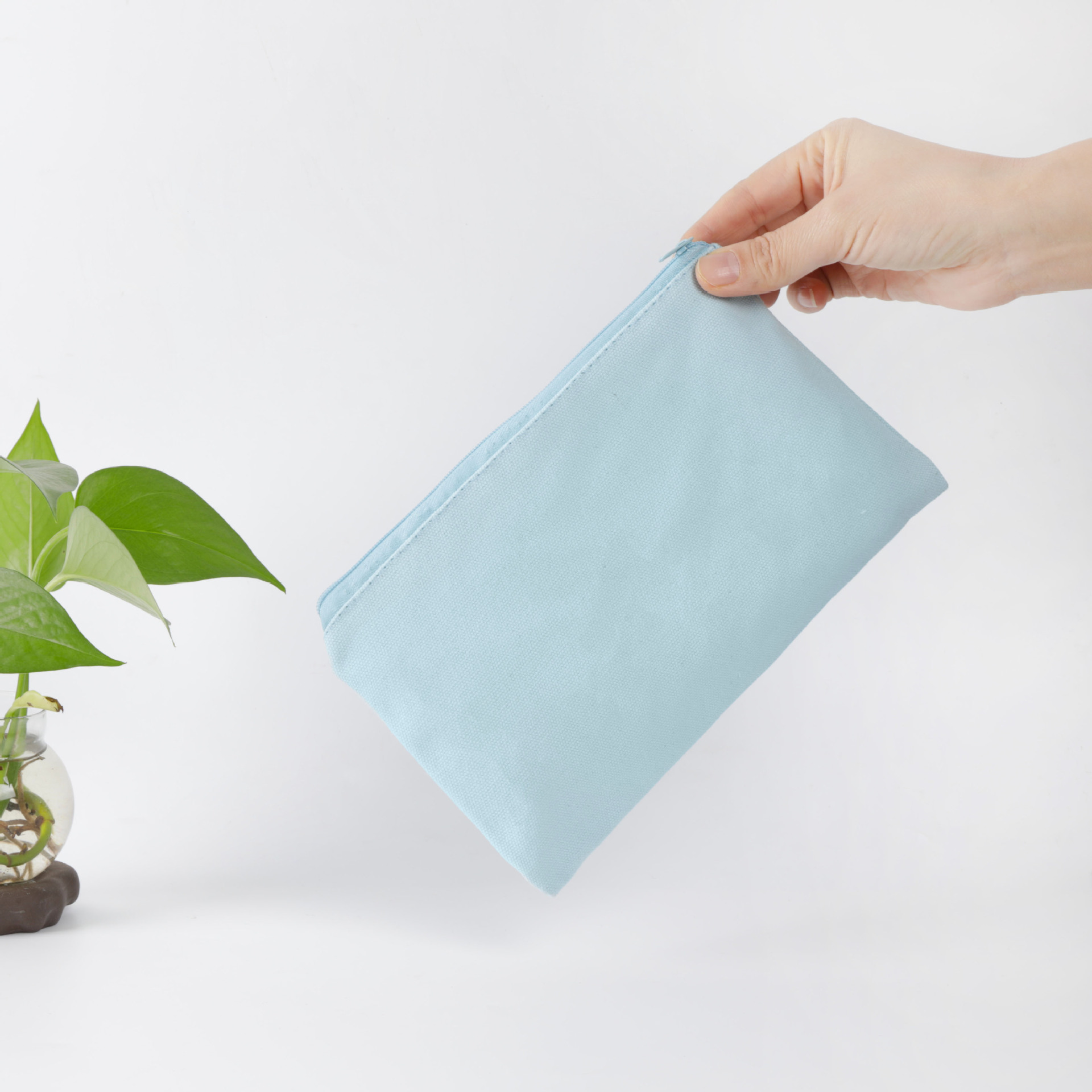 Lienzo lápiz caso personalizado estudiante artístico en Blanco Bolsa de lona logotipo imprimible engrosada Oxford tela bolsa de cosméticos personalizado