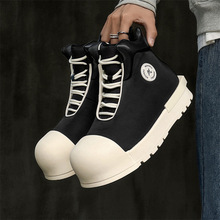 2025新款黑白大头鞋增高厚底圆头百搭高帮运动鞋情侣7230-6230-J