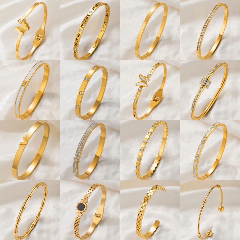 Bestseller in Europe and America: Titanium Steel Roman Clover Zircon Bracelet for Women, Non-Fading, Exquisite and Luxurious Geometric Bangle Bestseller in Europe and America: Titanium Steel Roman Clover Zircon Bracelet for Women, Non-Fading, Exquisite and Luxurious Geometric Bangle