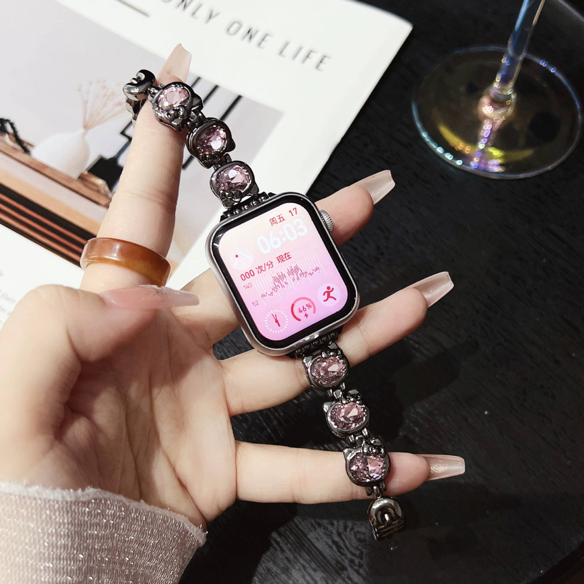 Ремешок Katie Kitten с инкрустацией бриллиантами, подходит для Apple iWatch 2/3/4/5/6/7/8/9/S/10, браслет для запястья