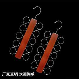 外贸丝巾挂荷木实木领带架高锰钢镀铬丝巾展示架外贸跨境Hangers