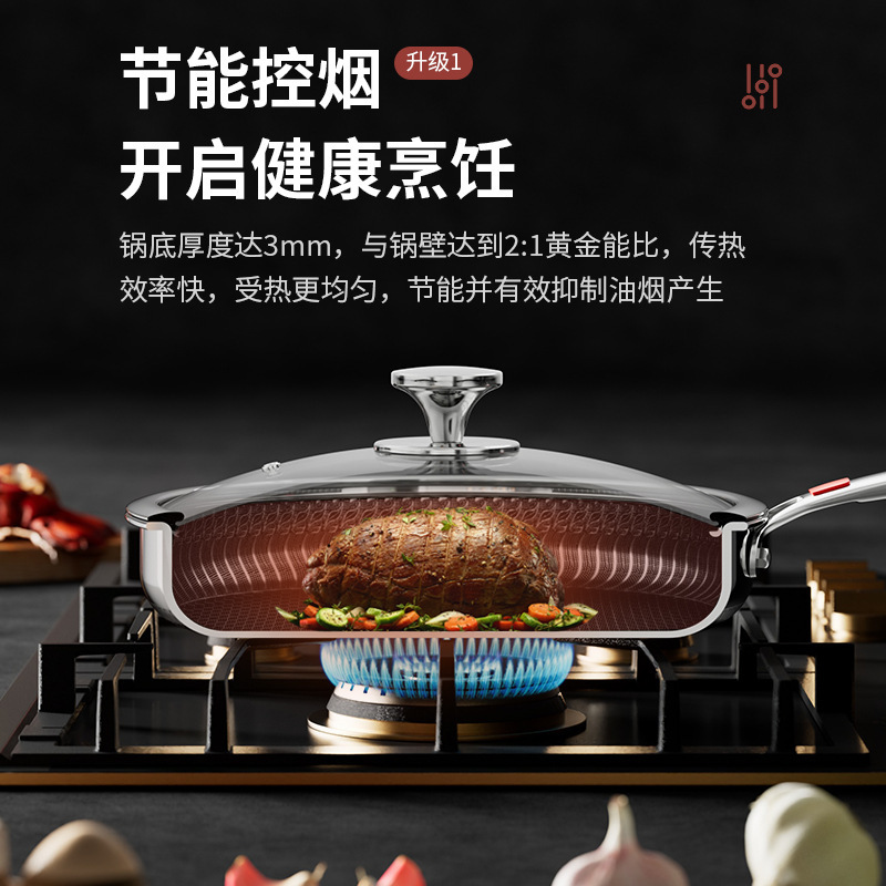 煎锅316抗菌级不锈钢平底锅不粘锅家用加厚煎蛋煎饼锅电磁炉燃气|undefined