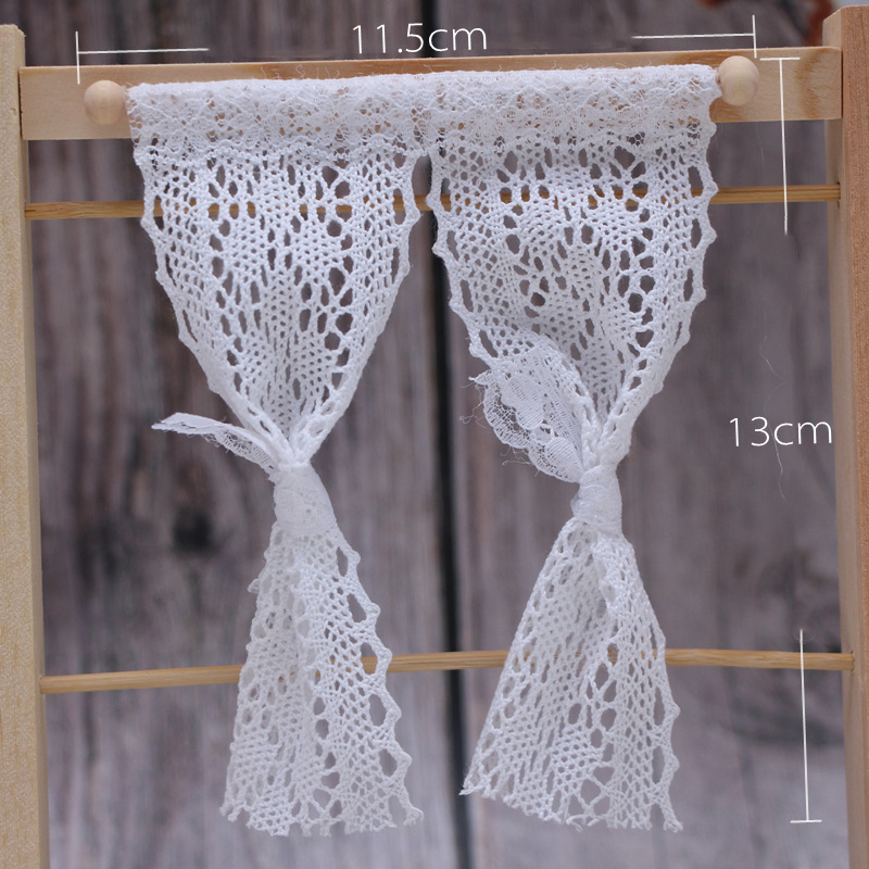 Casa de muñecas jugar casa juguete bjd mini miniatura puerta cortina modelo ob11 encaje algodón encaje cortina Accesorios