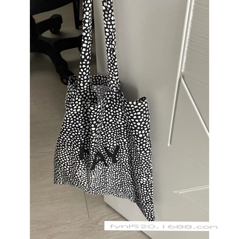 Korean Instagram Blogger Canvas Bag, Lazy Summer Thin Letter Bag, Dotted Shoulder Bag, Shopping Tote Bag, Large Capacity