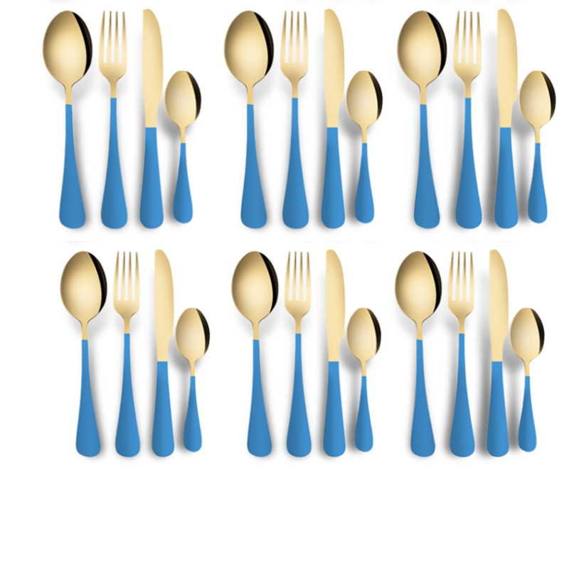 Amazon tiktok popular vajilla de acero inoxidable 24 piezas traje 1010 cuatro piezas principales 6 personas usan comida occidental cuchillo, tenedor y cuchara