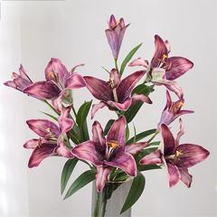 ヨーロッパ風造花油絵香水百合ホームレトロ秋色PU造花装飾ホテル結婚式路線案内花束
