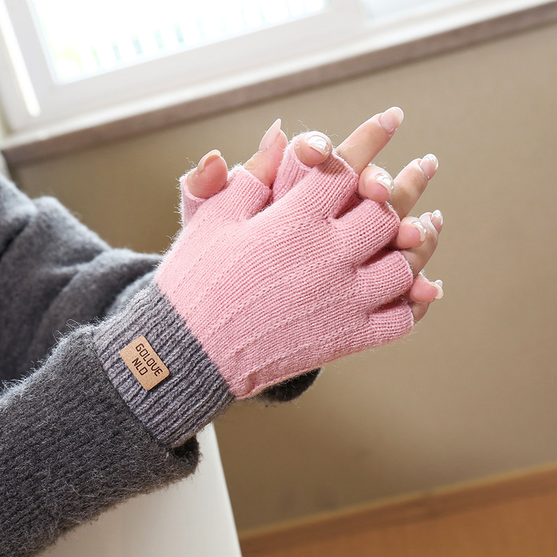 手套冬季加绒加厚韩版防寒骑行触屏针织手套保暖男女通用毛线手套|undefined