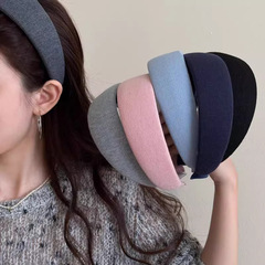 韩系简约奶油色针织宽边发箍女2025新款高级感饱满高颅顶头箍头饰