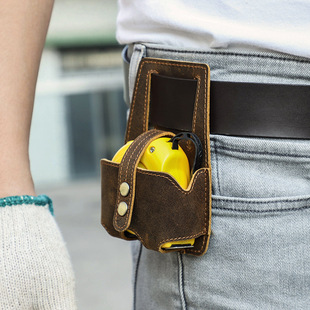 Outdoor Portable Waist-Mounted Tape Measure Bag Engineering Leather Tape Measure Leather Case Creative Woodworking Measuring Ruler Storage Pendant