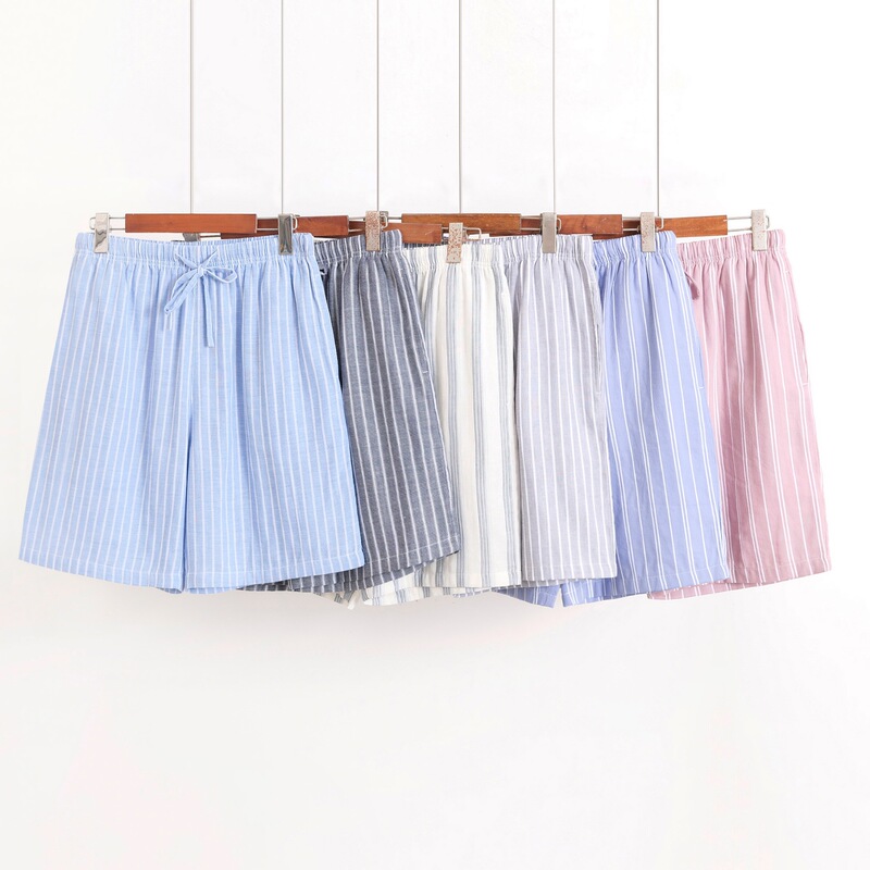 2024 New Spring and Summer Men's Shorts Double Gauze Cotton Pajama Pants plus size Loose Thin Breathable Home Pants