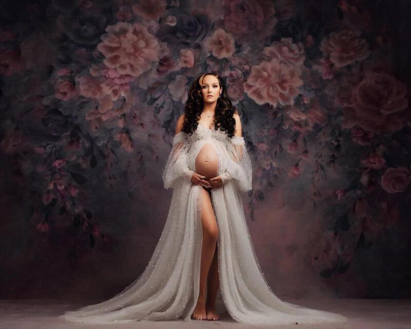 Foreign Trade New Photo Studio Pregnant Women Mummy White Fairy Wedding Dress Big Belly Pregnant Wedding Dress Photo Dress Art Dress