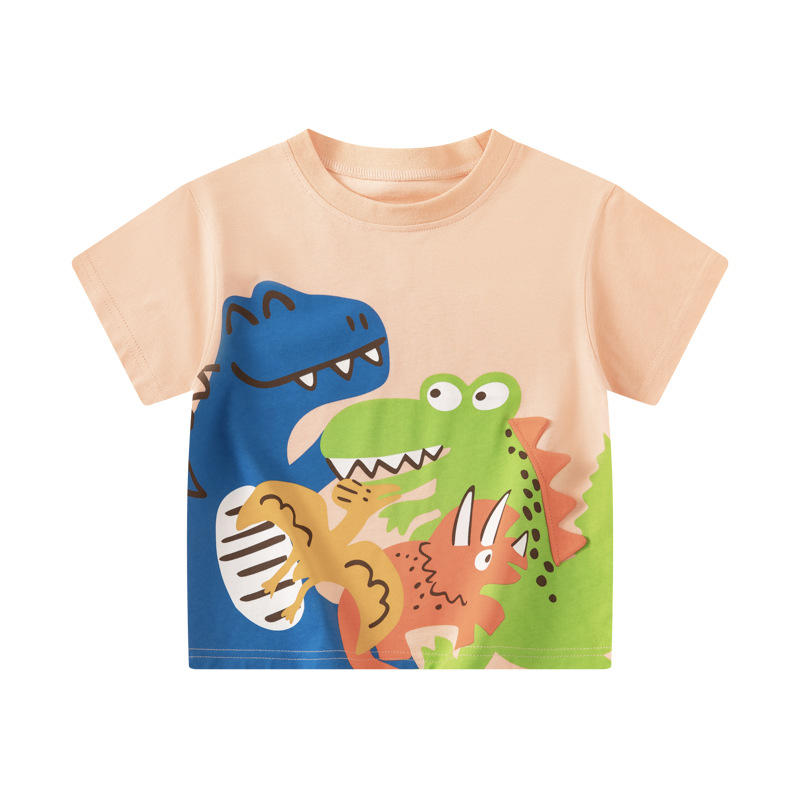 Betop ropa para niños 2025 verano niño dinosaurio camiseta de manga corta impresión ropa de bebé de media manga de moda