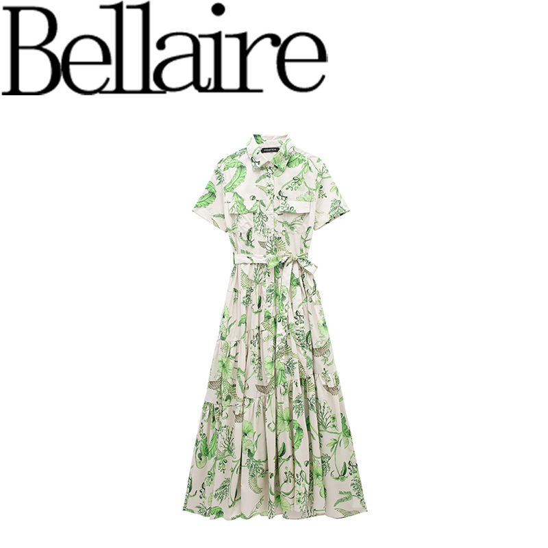 Za Export Wholesale European and American Style French Women's Clothing Design Fashionable and Versatile Casual Printed Shirt Dress